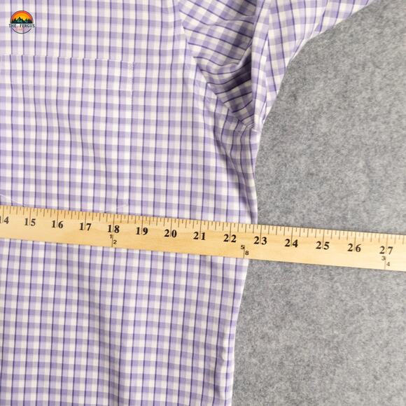 Banana Republic Dress Shirt Purple Plaid Classic Fit Long Sleeve Men's Large - Picture 6 of 10
